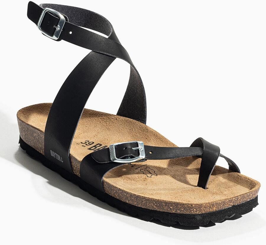 Bayton Sandalen met riem 'SWAN' beige zwart - Foto 2