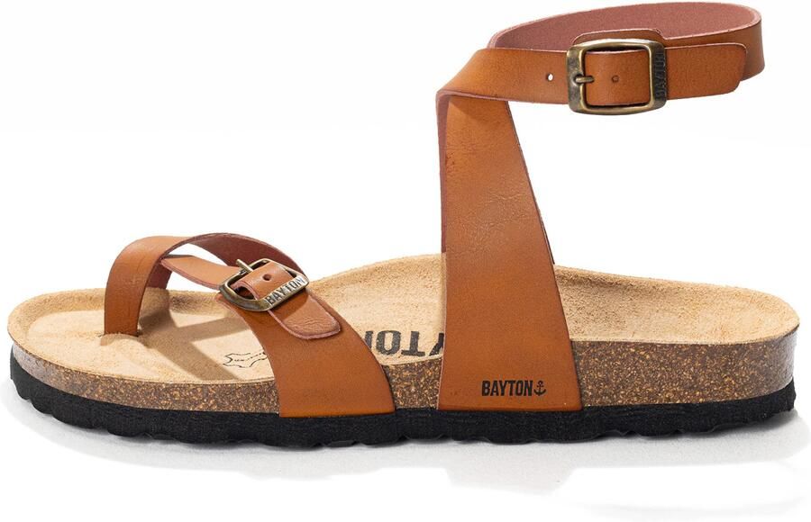 Bayton Sandalen met riem 'Swan' cognac zwart