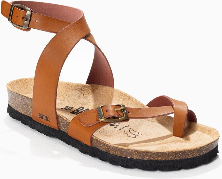 Bayton Sandalen met riem 'Swan' cognac zwart - Foto 2