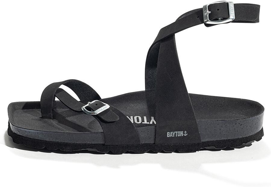Bayton Sandalen met riem 'SWAN' zwart zilver wit