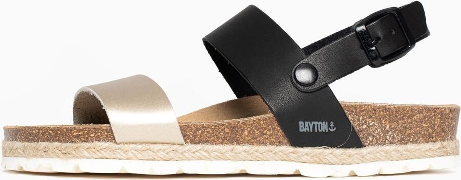 Bayton Sandalen met riem 'Tone' duifblauw goud zwart