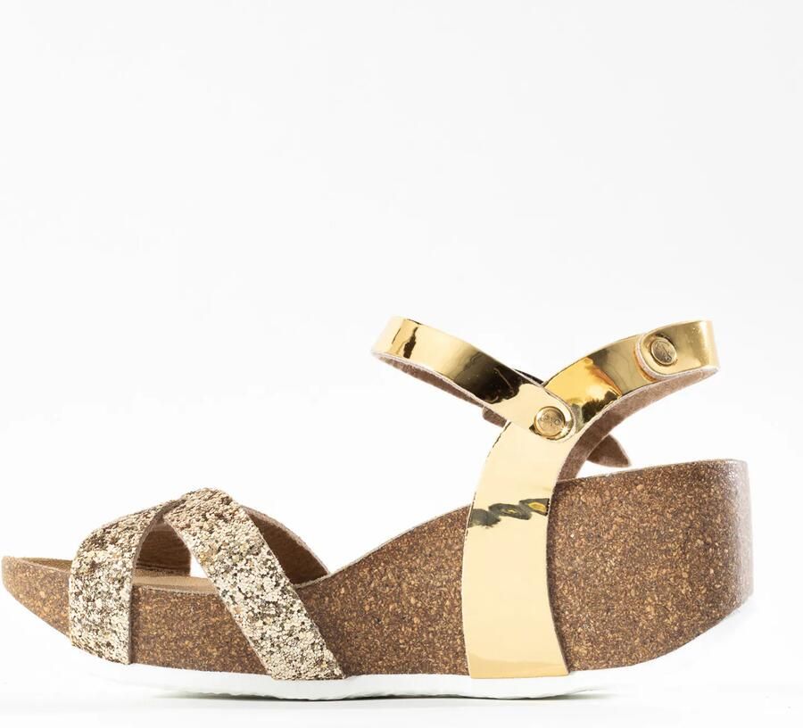 Bayton Sandalen met riem 'Venus' goud zwart - Foto 4