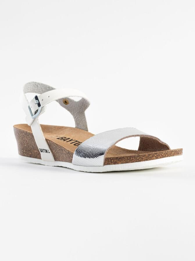 Bayton Sandalen met riem 'Wodonga' bruin zilver wit - Foto 6