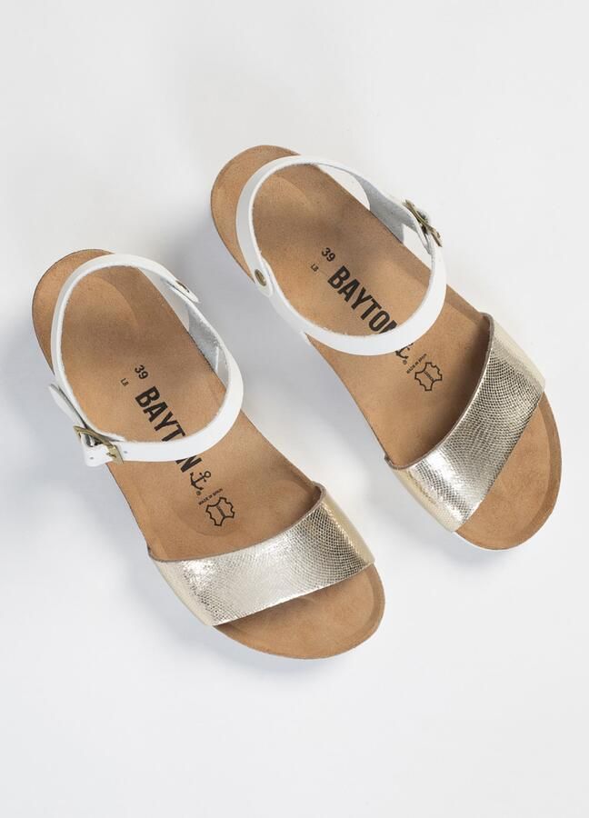 Bayton Sandalen met riem 'Wodonga' goud zwart wit - Foto 6