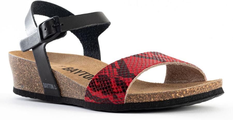 Bayton Sandalen met riem 'Wodonga' rood zwart - Foto 4