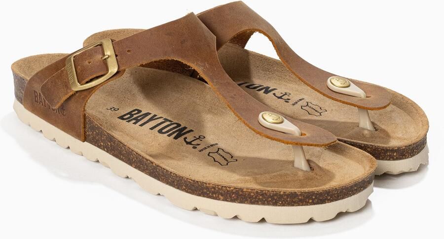 Bayton Teenslipper 'MERCURE' crème camel bruin goud - Foto 5