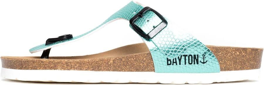 Bayton Teenslipper 'Mercure' lichtbruin mintgroen zwart wit