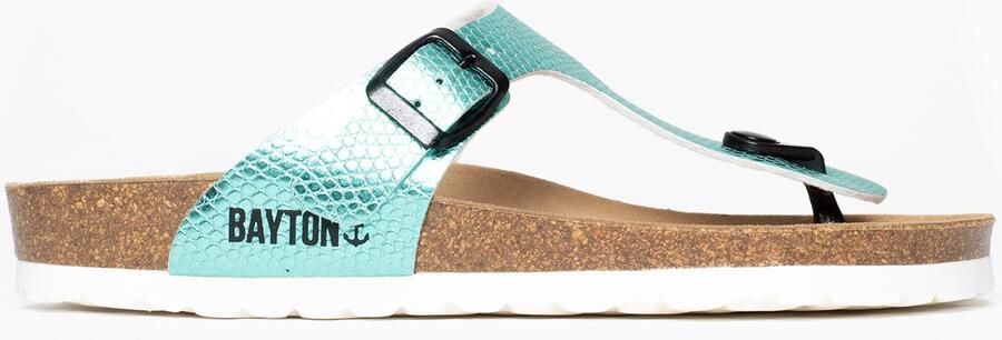 Bayton Teenslipper 'Mercure' lichtbruin mintgroen zwart wit - Foto 6