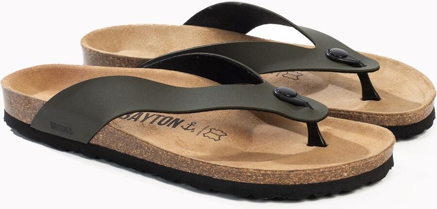 Bayton Teenslippers 'Lucca' kaki zwart
