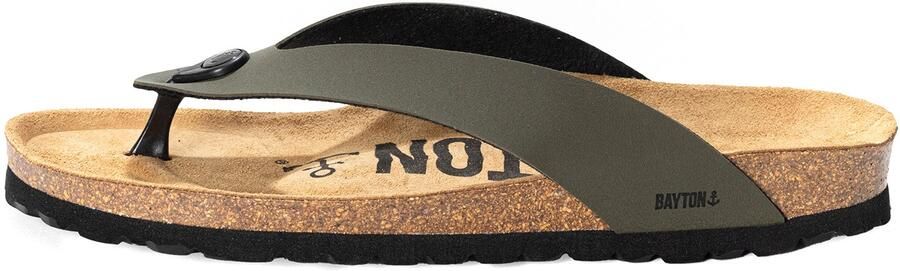 Bayton Teenslippers 'Lucca' kaki zwart