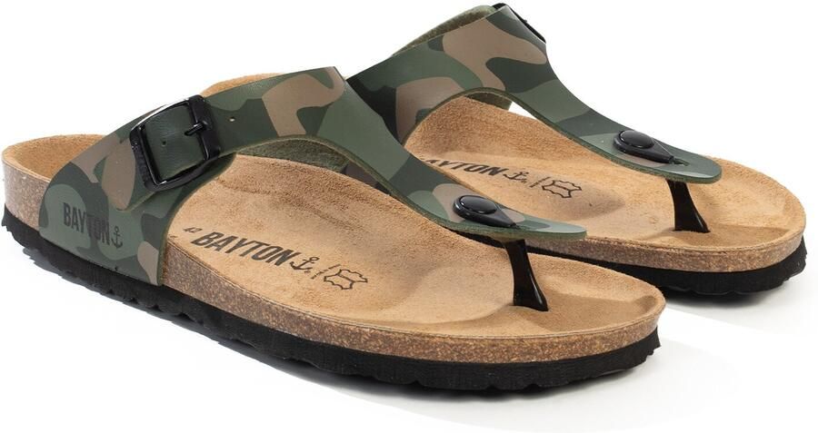 Bayton Teenslippers 'MERCURE' lichtbruin lichtgroen donkergroen zwart - Foto 2
