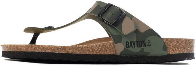 Bayton Teenslippers 'MERCURE' lichtbruin lichtgroen donkergroen zwart
