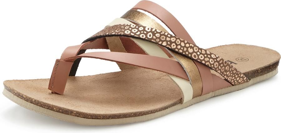 BEACHTIME by LASCANA Teenslipper ivoor chocoladebruin goud oudroze