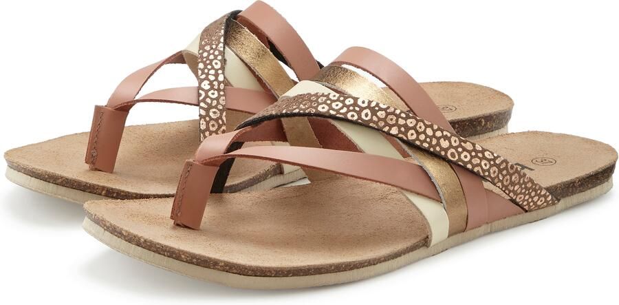 BEACHTIME by LASCANA Teenslipper ivoor chocoladebruin goud oudroze - Foto 4
