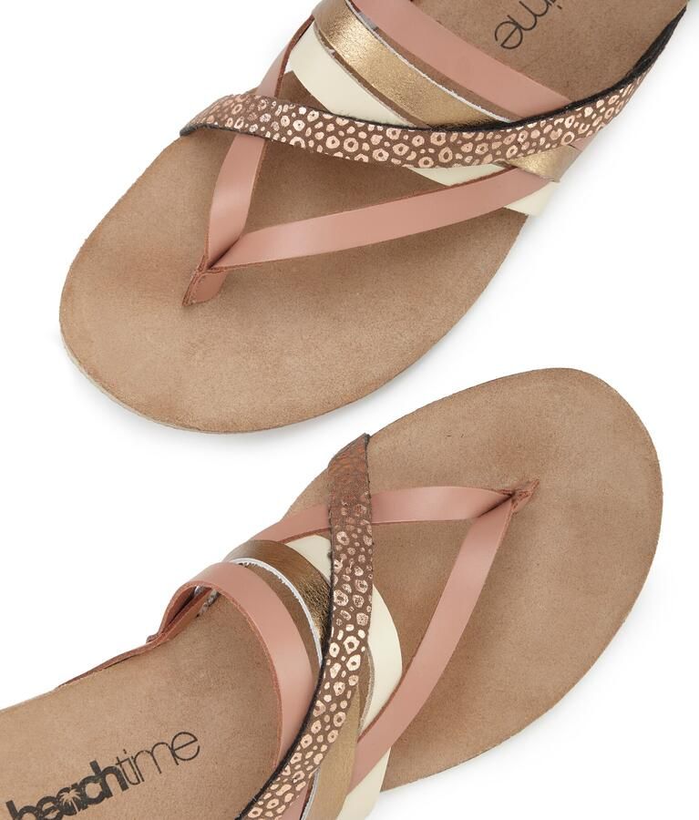 BEACHTIME by LASCANA Teenslipper ivoor chocoladebruin goud oudroze - Foto 3