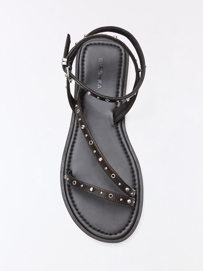 Bershka Sandalen met riem donkerbruin - Foto 2