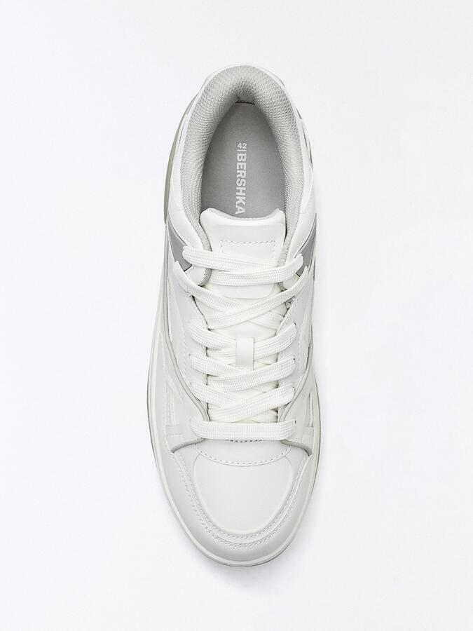 Bershka Sneakers laag 'BAMBA STREET' grijs wit - Foto 3