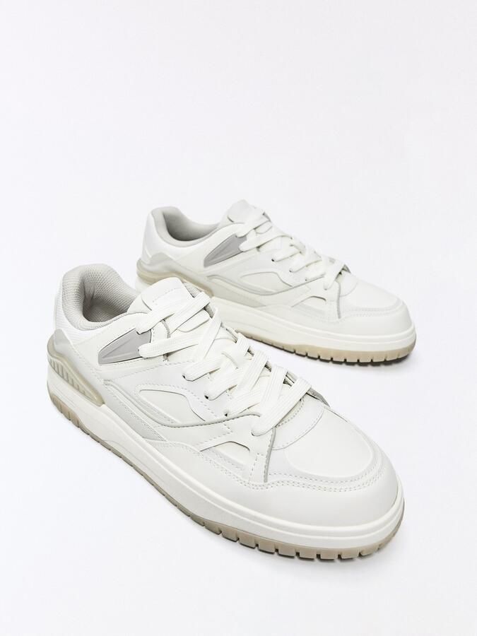 Bershka Sneakers laag 'BAMBA STREET' grijs wit - Foto 5