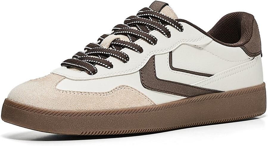 Bershka Sneakers laag beige donkerbruin wit