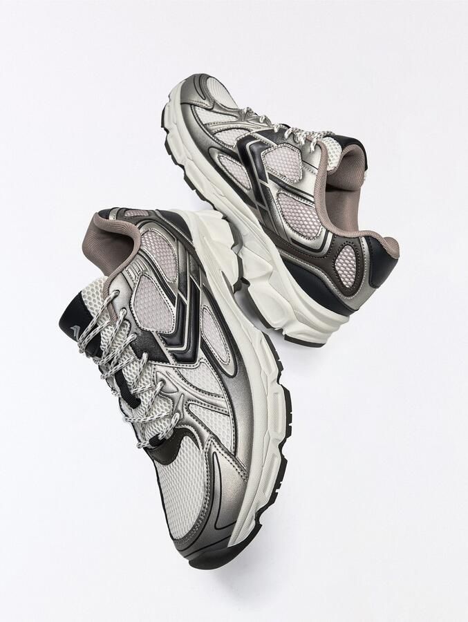 Bershka Sneakers laag brokaat brons offwhite - Foto 2