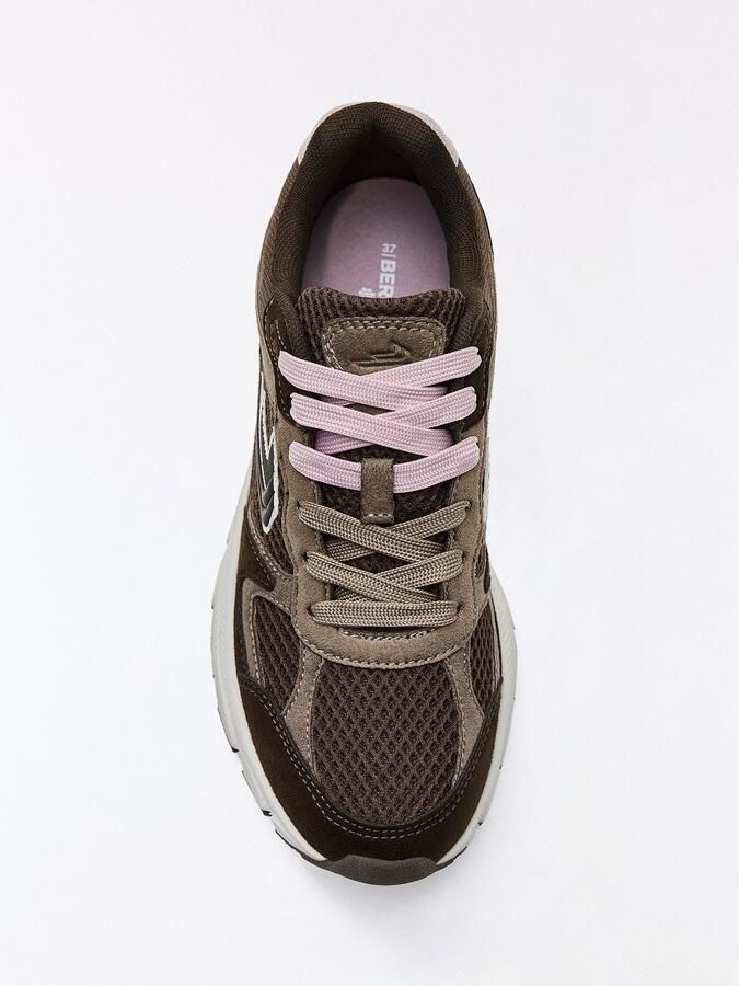 Bershka Sneakers laag bruin brokaat rosa - Foto 2