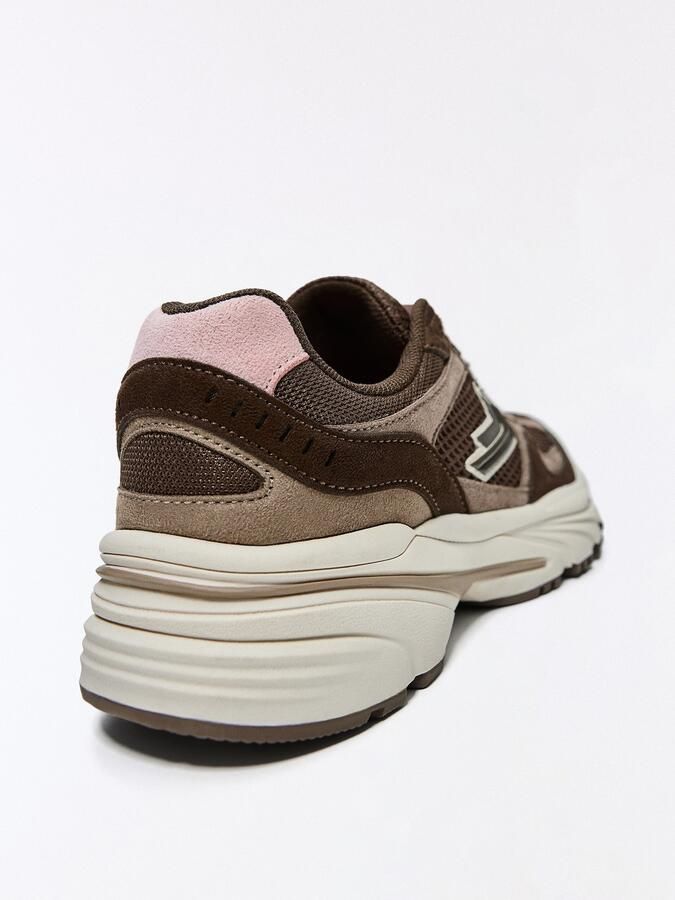 Bershka Sneakers laag bruin brokaat rosa - Foto 5