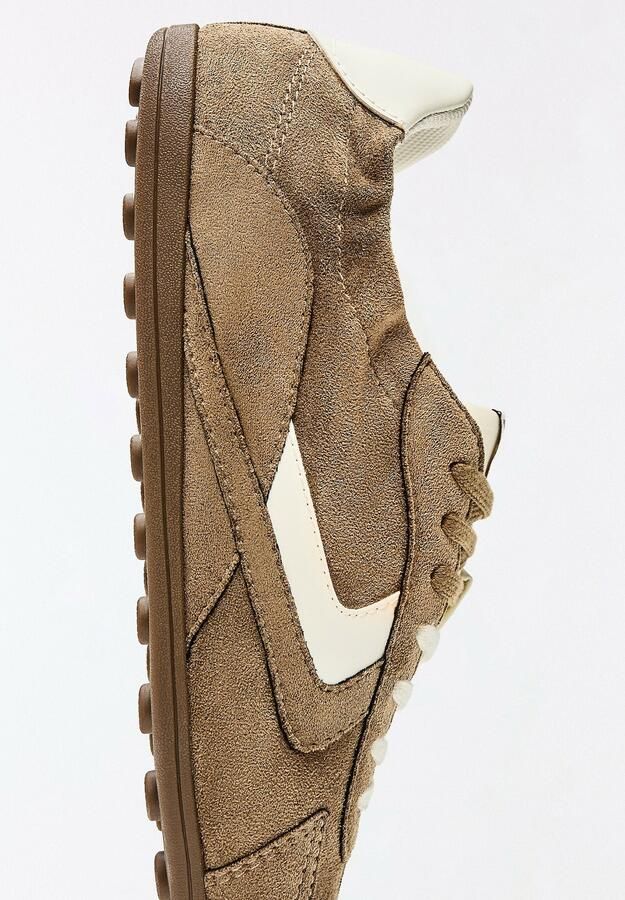 Bershka Sneakers laag bruin ombergrijs natuurwit - Foto 2