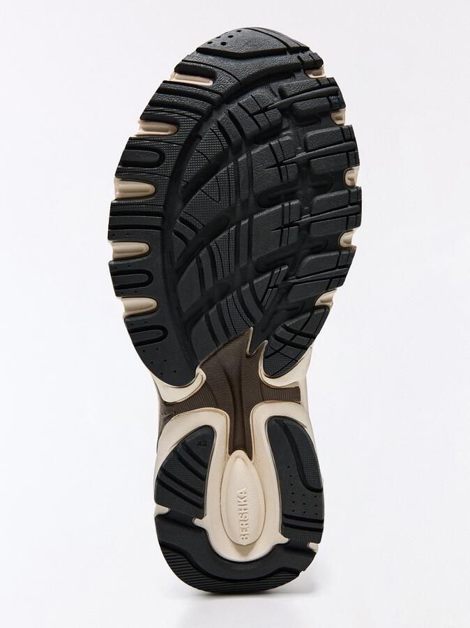 Bershka Sneakers laag cappuccino bruin gemêleerd zwart zilver - Foto 2