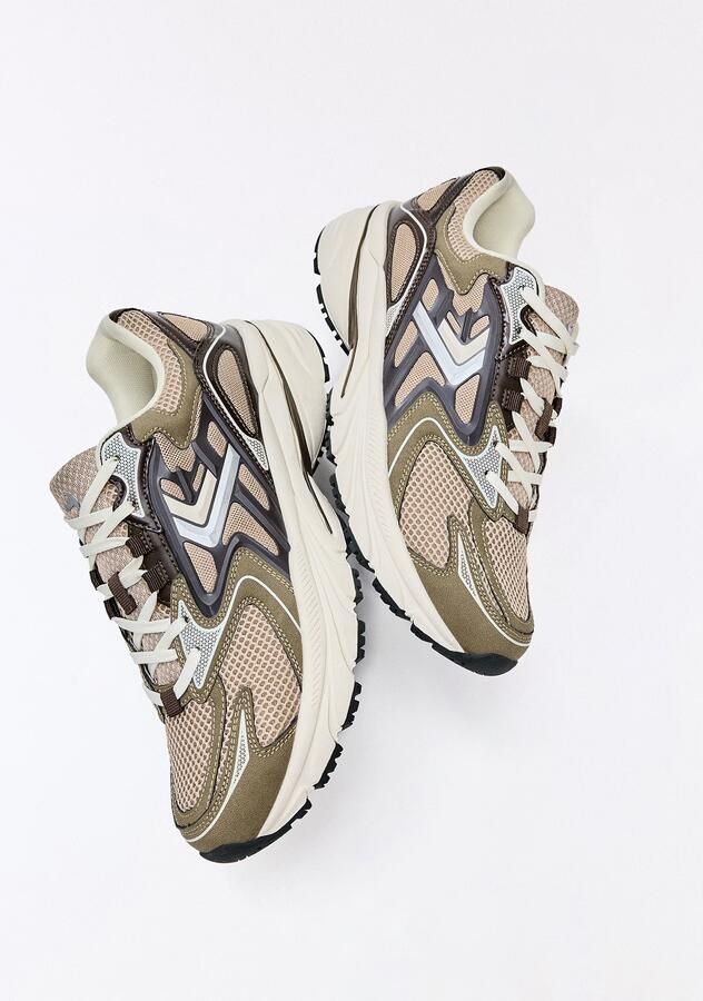 Bershka Sneakers laag cappuccino bruin gemêleerd zwart zilver - Foto 4