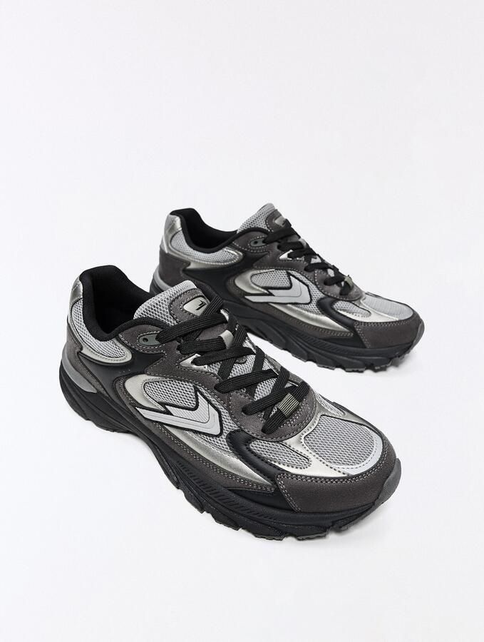 Bershka Sneakers laag 'DEPORTIVO 29' grijs donkergrijs zwart - Foto 2