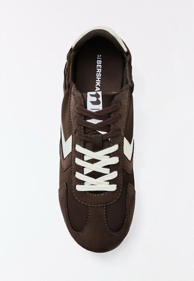 Bershka Sneakers laag donkerbruin wit - Foto 4