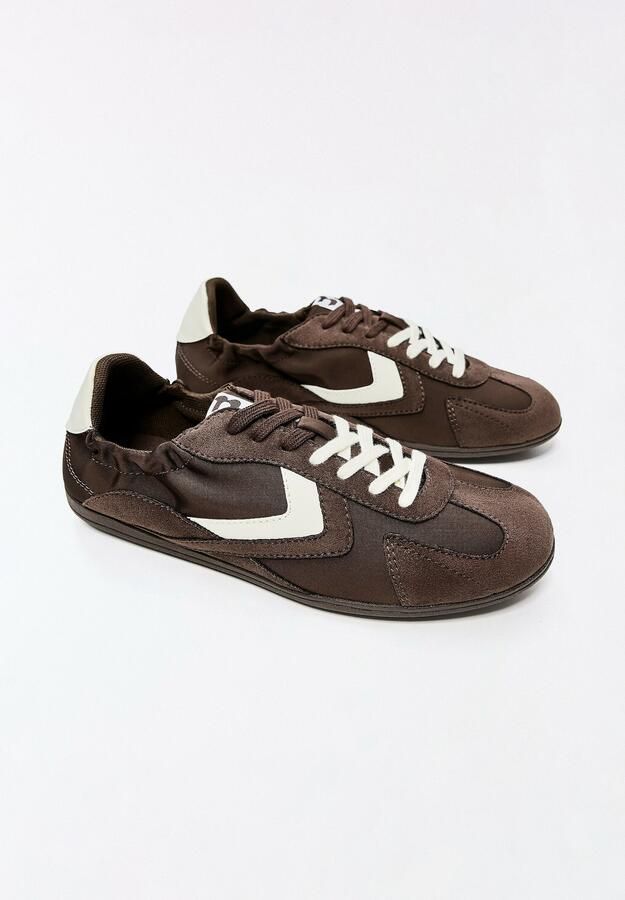Bershka Sneakers laag donkerbruin wit - Foto 3