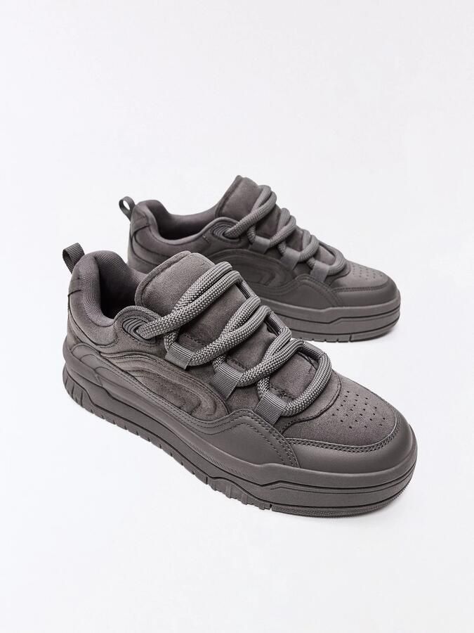 Bershka Sneakers laag donkergrijs - Foto 4