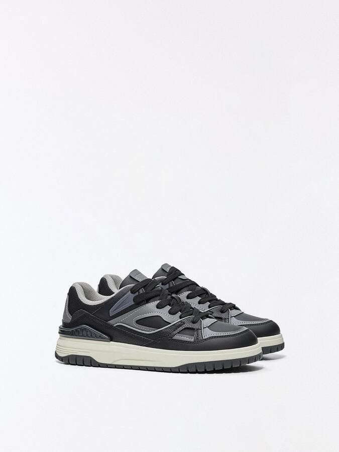 Bershka Sneakers laag grijs zwart - Foto 3