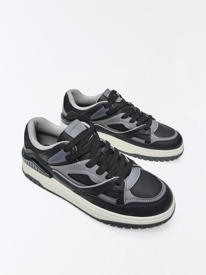Bershka Sneakers laag grijs zwart - Foto 4