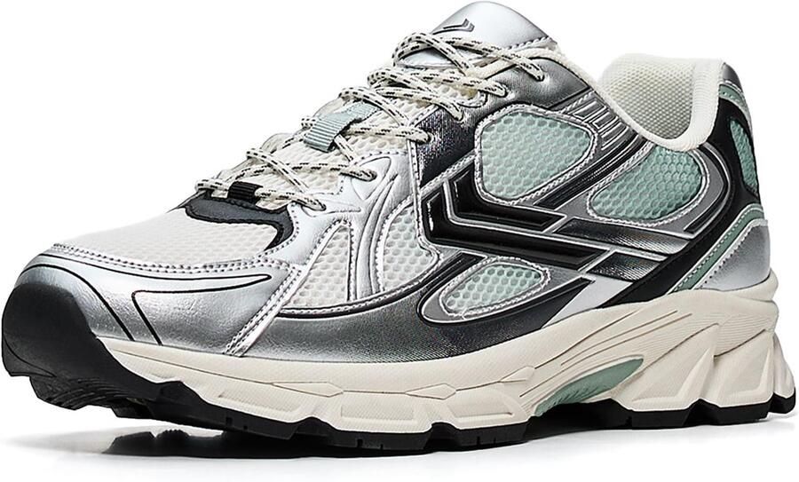 Bershka Sneakers laag zilvergrijs lichtgroen wolwit