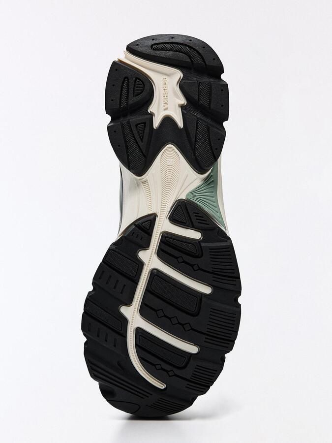 Bershka Sneakers laag zilvergrijs lichtgroen wolwit - Foto 3