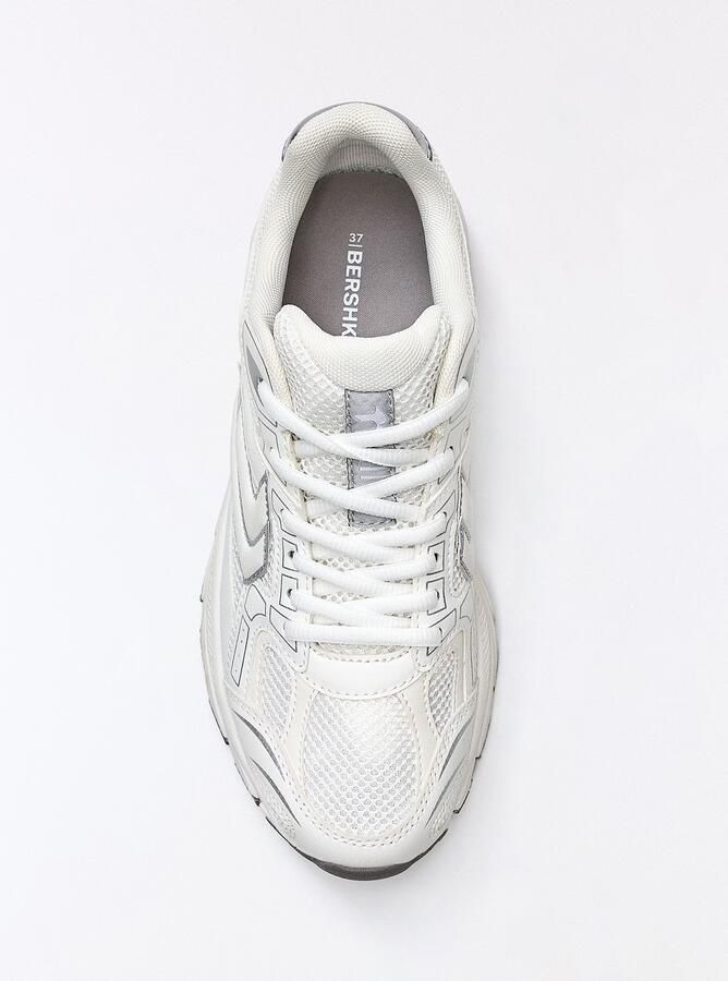 Bershka Sneakers laag zilvergrijs wit - Foto 2