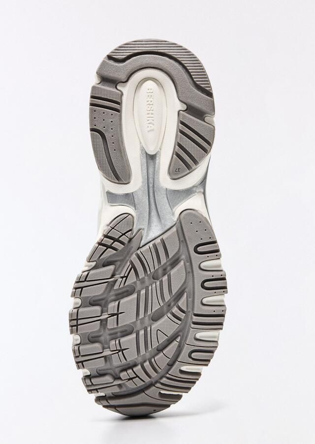 Bershka Sneakers laag zilvergrijs wit - Foto 5