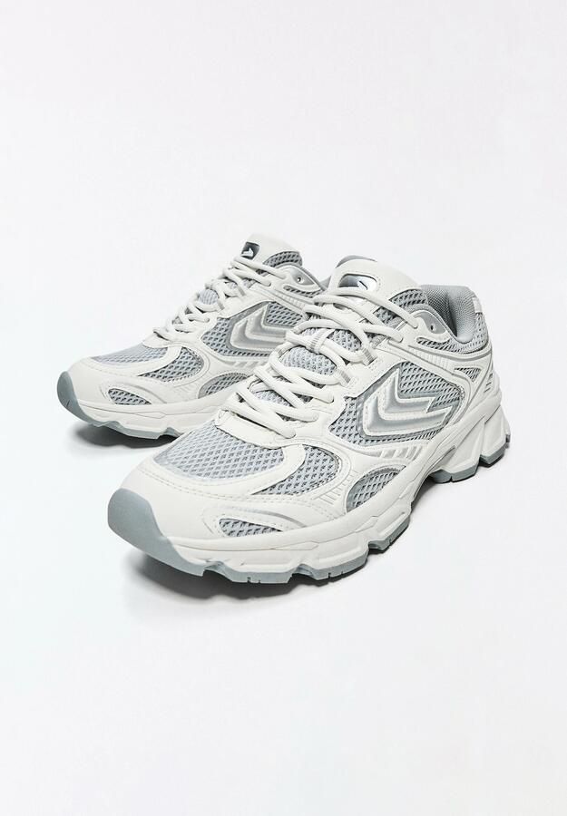 Bershka Sneakers laag zilvergrijs wit - Foto 2