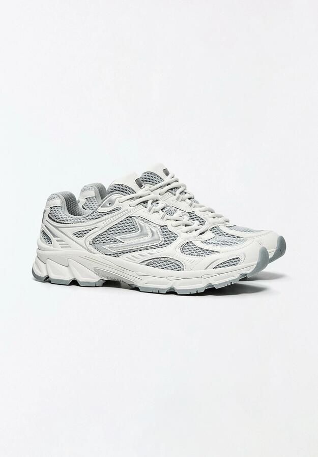Bershka Sneakers laag zilvergrijs wit - Foto 5