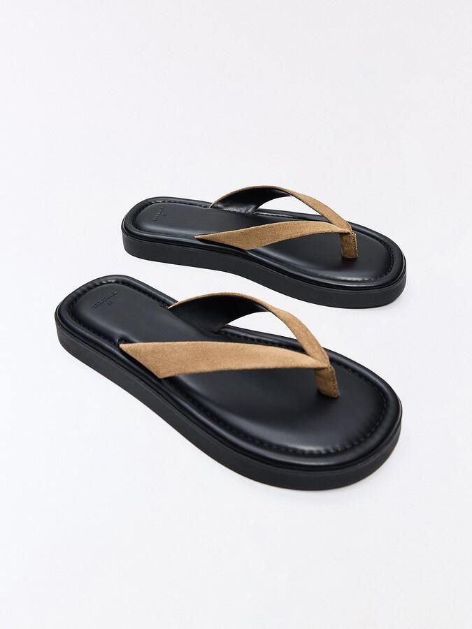 Bershka Teenslipper donkerbeige - Foto 2