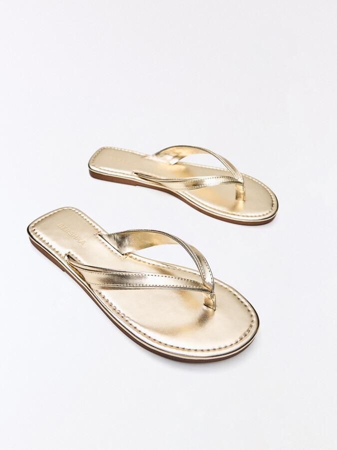 Bershka Teenslipper goud - Foto 5