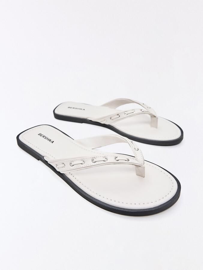 Bershka Teenslipper wit - Foto 2