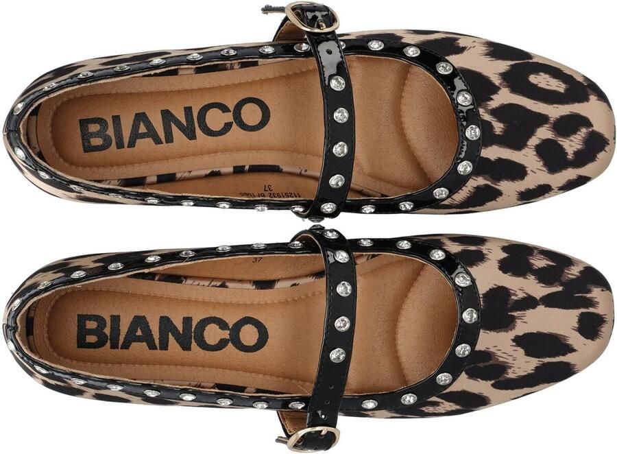 Bianco Ballerina met riempjes 'LILJA' beige zwart - Foto 2
