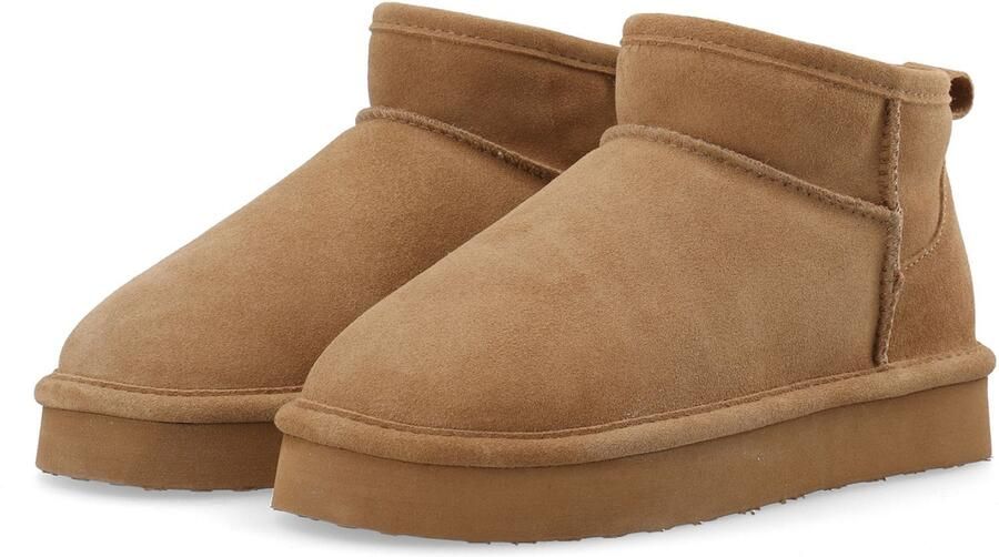 Bianco Dames Enkellaars Biasnow Flatform Suede Cognac - Foto 6