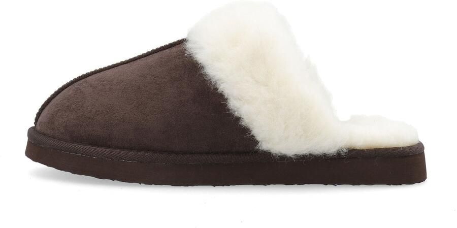 Bianco Huisschoenen 'Sweetie' donkerbruin wit