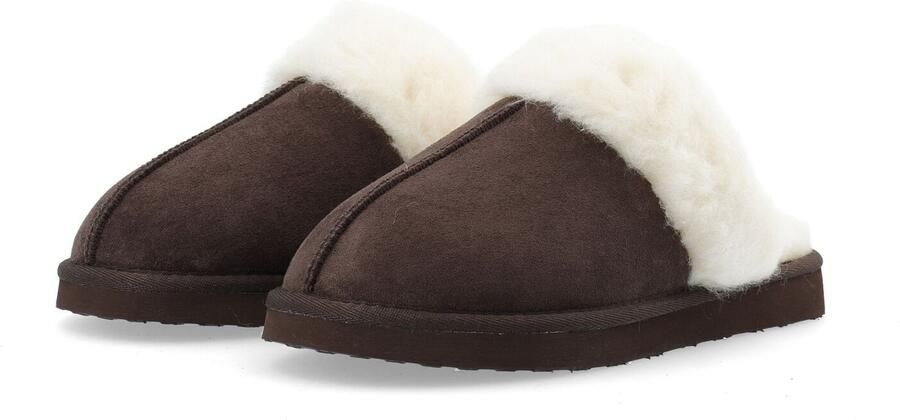 Bianco Huisschoenen 'Sweetie' donkerbruin wit - Foto 4
