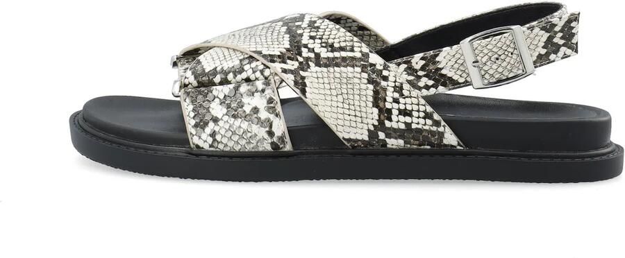 Bianco Sandalen met riem 'Oslo' bruin lichtgrijs zwart wit