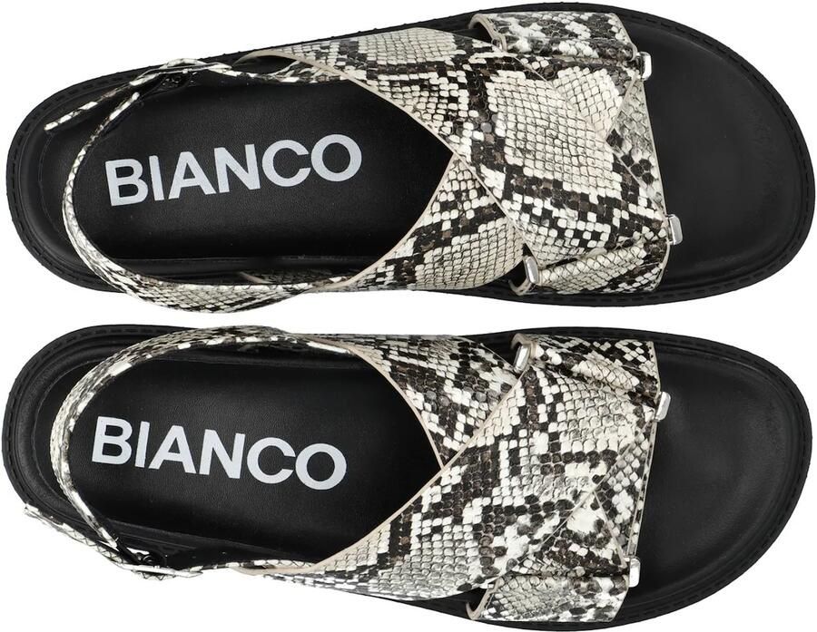 Bianco Sandalen met riem 'Oslo' bruin lichtgrijs zwart wit - Foto 2